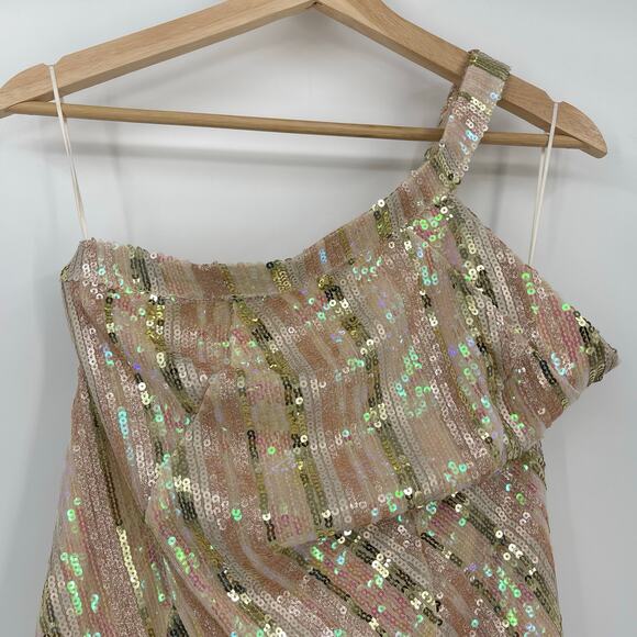 superdown | NWT Cicely Mini Dress in Sequin Multi Cream Pastel Iridescent L - Picture 6 of 14